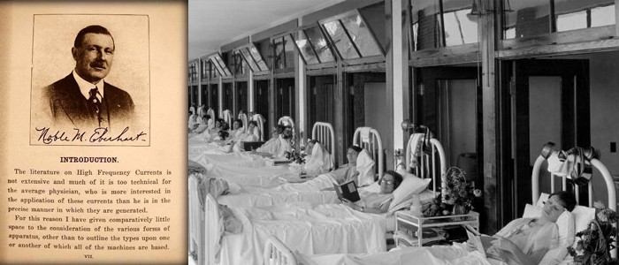 1911. El doctor Noble M. Eberhart reporta el uso del ozono en el tratamiento de la tuberculosis, anemia, asma, bronquitis, fiebre del heno, diabetes y sífilis. Historia de la ozonoterapia.