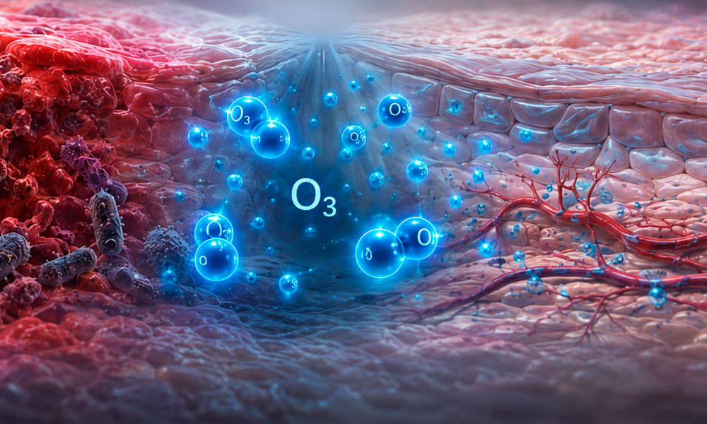 ilustración 3d el poder bactericida del ozono