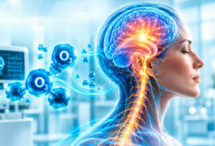 imagen 3d digital representación de como actua el ozono en el cerebro