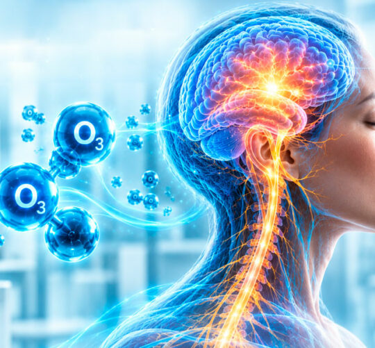 imagen 3d digital representación de como actua el ozono en el cerebro