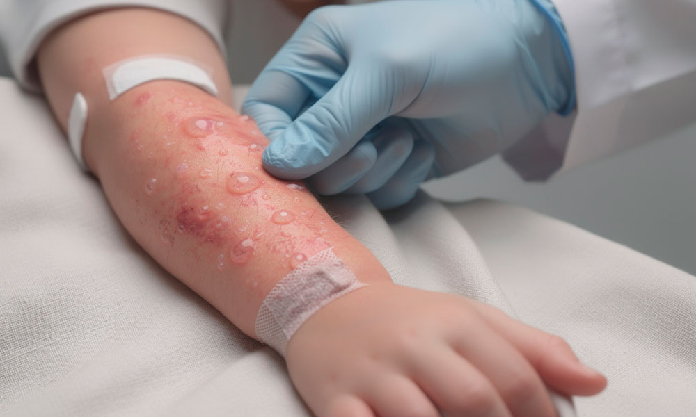 brazo con ampollas de niño