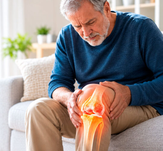 adulto mayor con dolor de rodilla