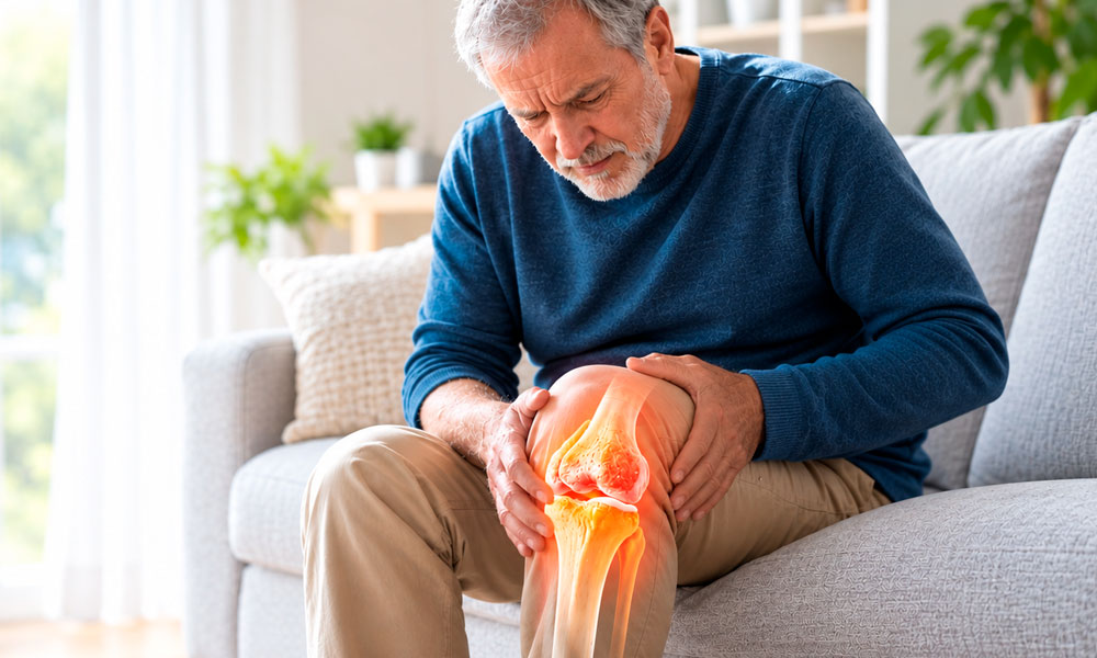 adulto mayor con dolor de rodilla