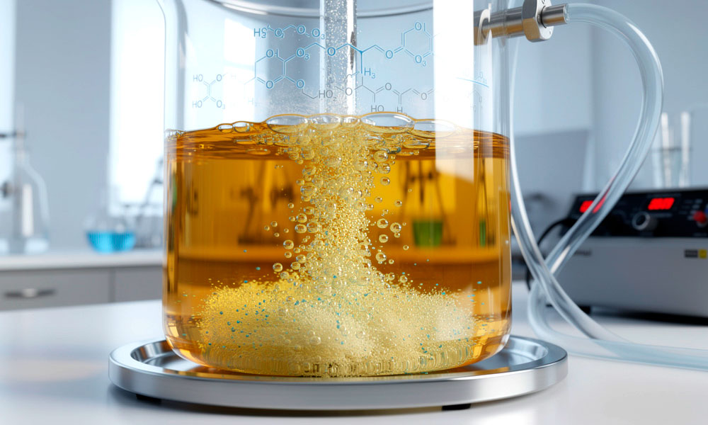 imagen 3d de ozonización del aceite